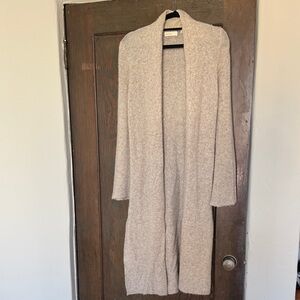 Cozy Beige Open-Front Long Sweater